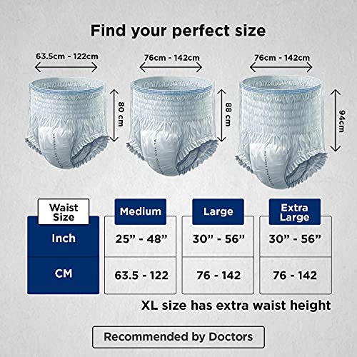Friends Premium Adult Diapers Pant Style - 10 Count - L- with odour lock and Anti-Bacterial Absorbent Core- Waist Size 30- 56 Inch ; 76- 142cm