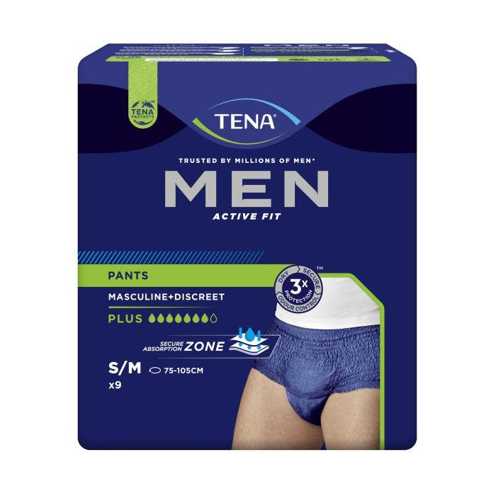 Tena Active Fit Plus Mens Pant Medium 75 105 Cm 1010ml Navy
