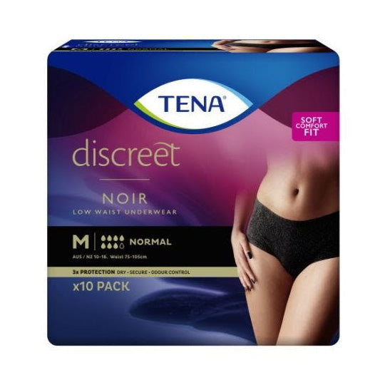 Tena Discreet Pants Noir Womens Medium Waist 75 100cm 880ml Black