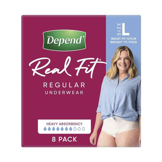Depend Real Fit Regular Underwear For Women Large 97 127cm 920ml Nude