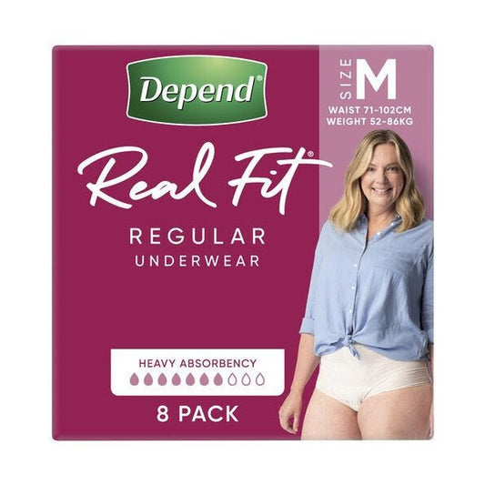 Depend Real Fit Regular Underwear For Women Medium Waist 71 102cm 920ml Nude
