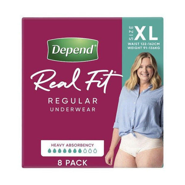 Depend Real Fit Regular Underwear For Women Xl Waist 122 162cm 920ml Nude