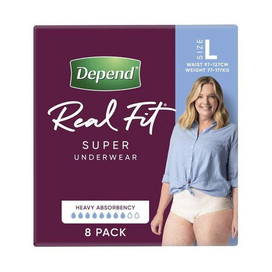 Depend Real Fit Super Underwear For Women Large 97 127cm 1320ml Nude