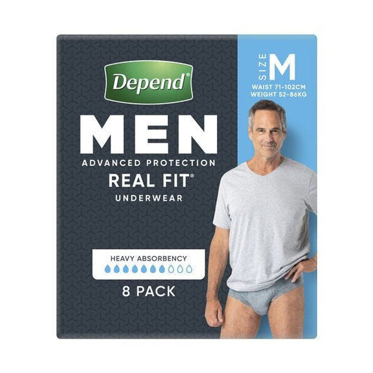 Depend Real Fit Underwear For Men Medium Waist 71 102cm Male 1320ml Blue