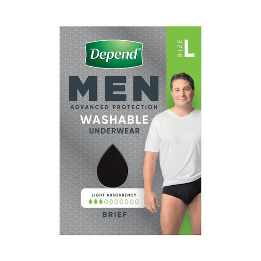 Depend Washable Underwear Brief Large Male 100ml Black