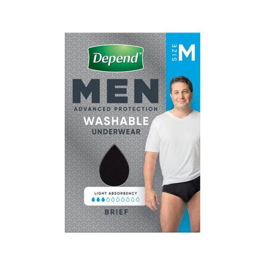 Depend Washable Underwear Brief Medium Male 100ml Black