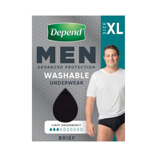 Depend Washable Underwear Brief X Large Male 100ml Black