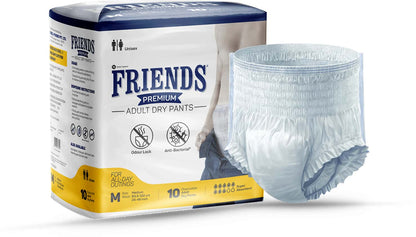 Friends Premium Adult Diapers Pant Style - 10 Count - M Waist 25-48 Inch